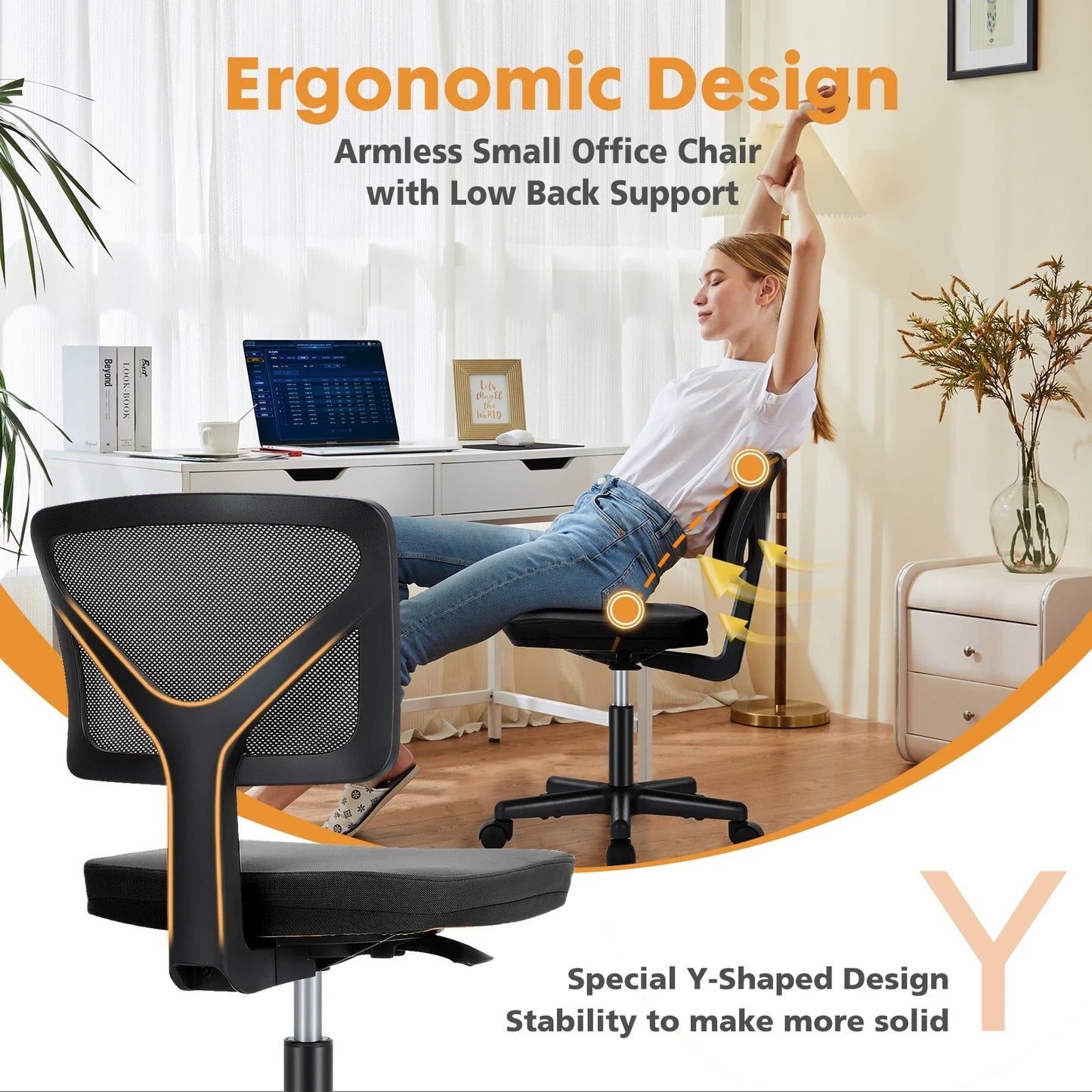 JHK Mesh Armless Office Chair