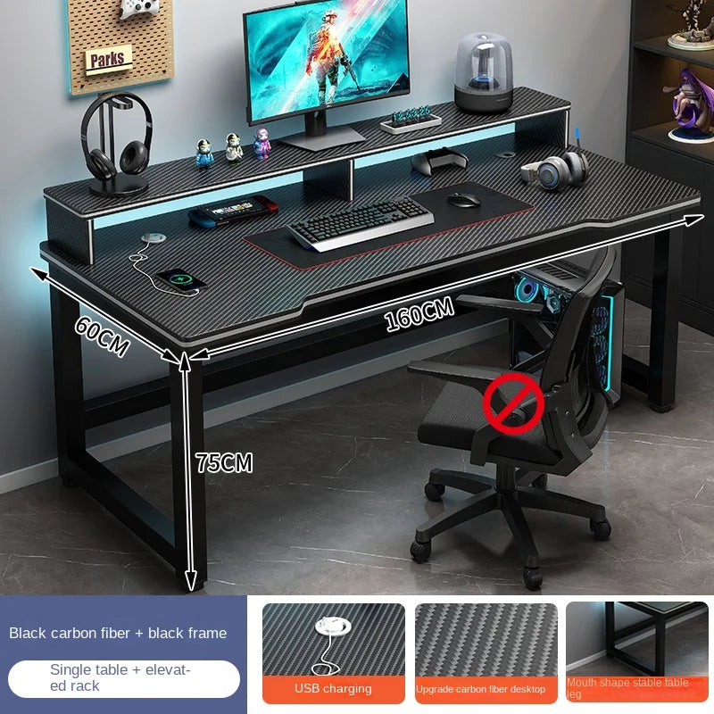 OLOEY European Black Metal Computer Desk