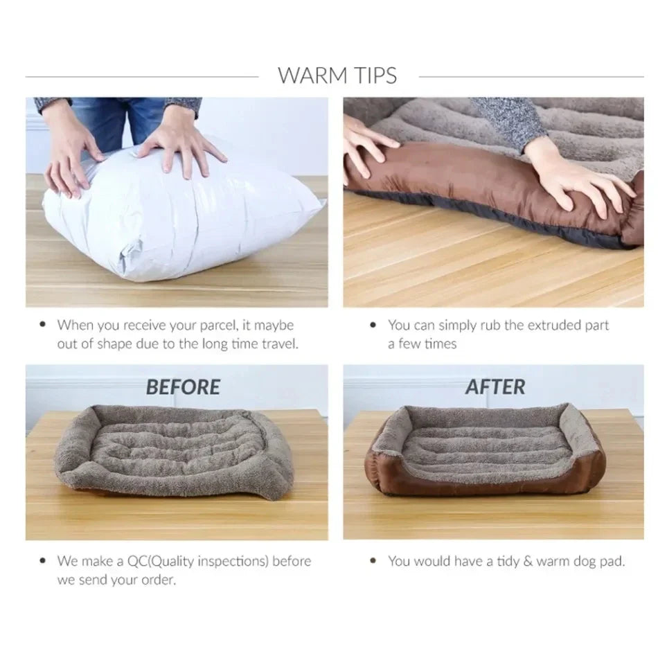 Large Square Plush Dog Bed