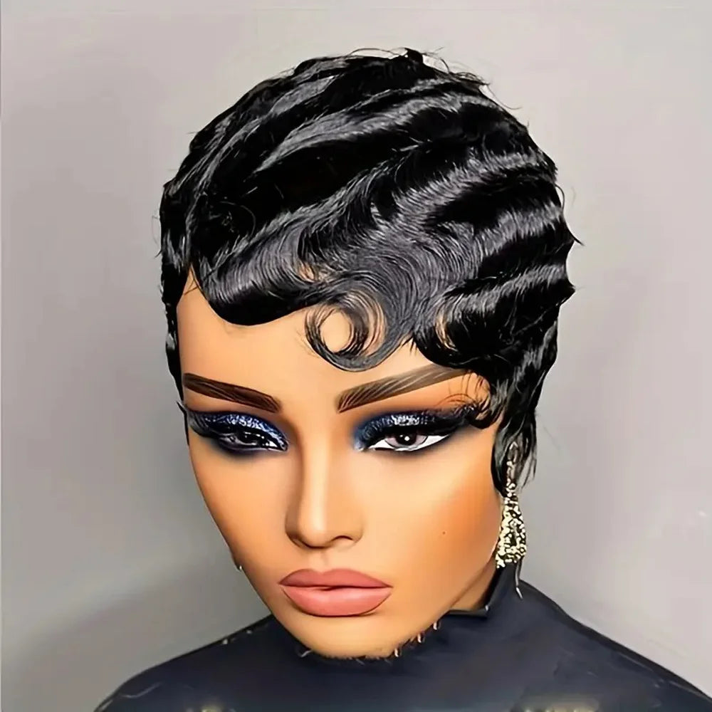 Short Finger Wave Human Hair Wig