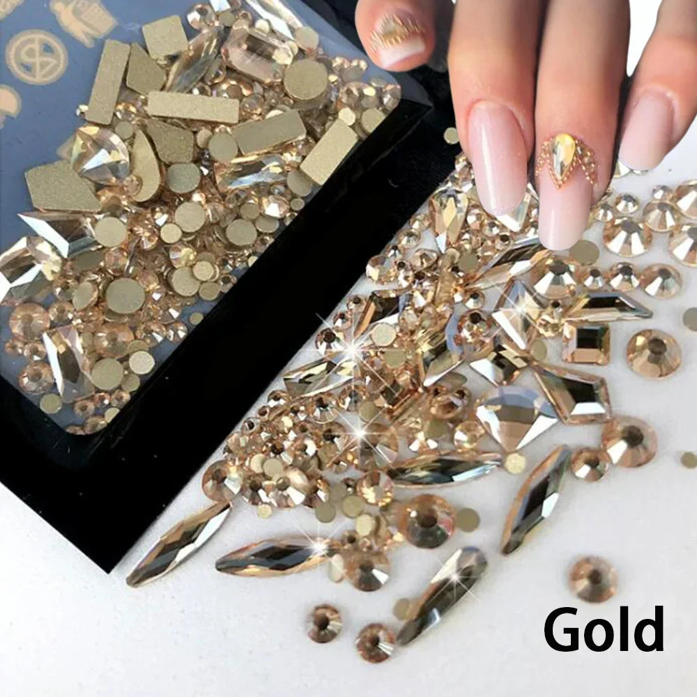 Y2K Glass Rhinestone Nail Set