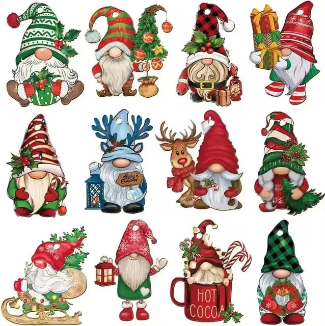 Wooden Christmas Gnome Ornament Set