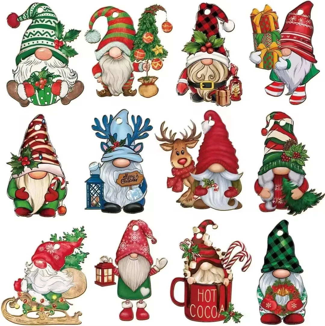 Wooden Christmas Gnome Ornament Set