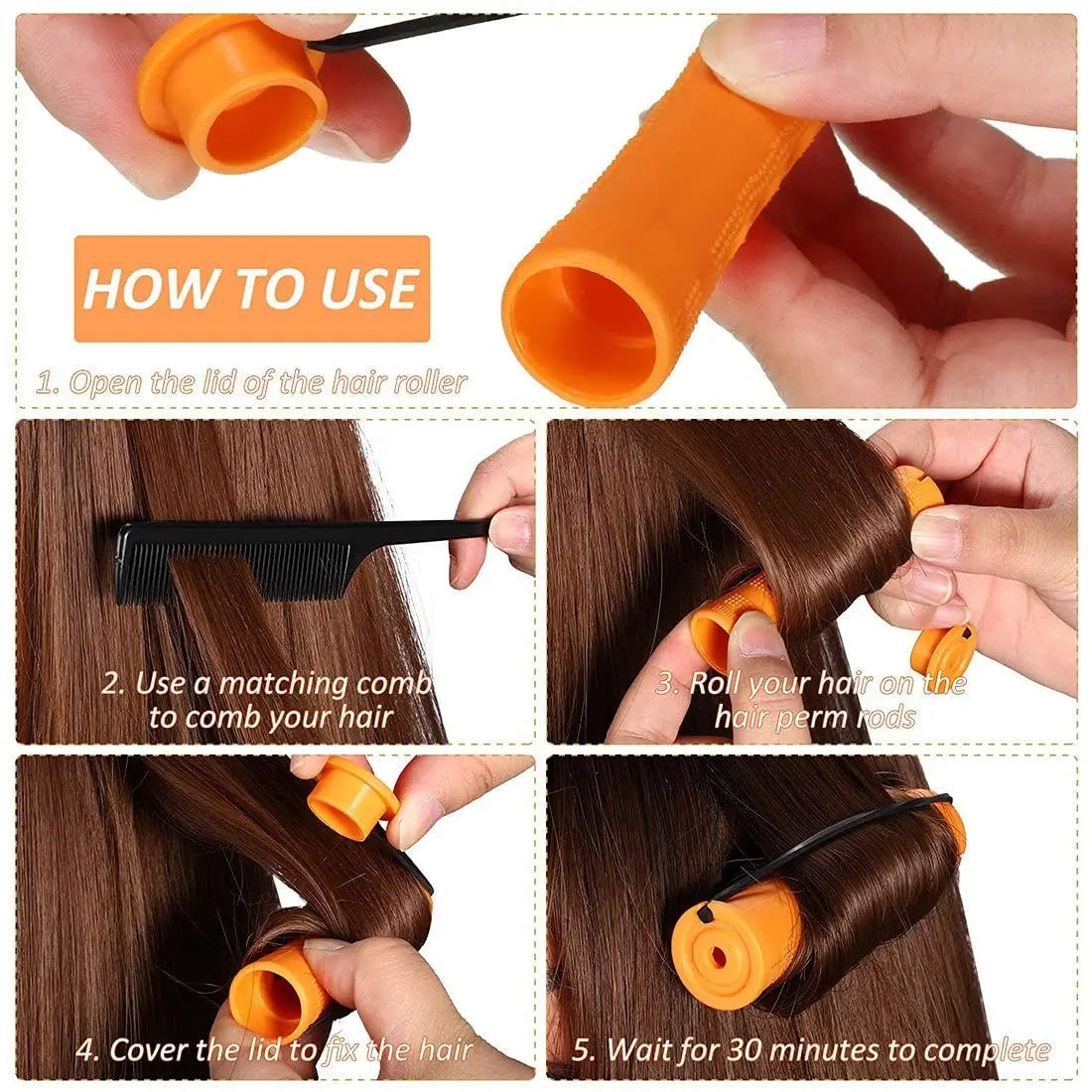 10Pcs Heatless Hair Curling Rods