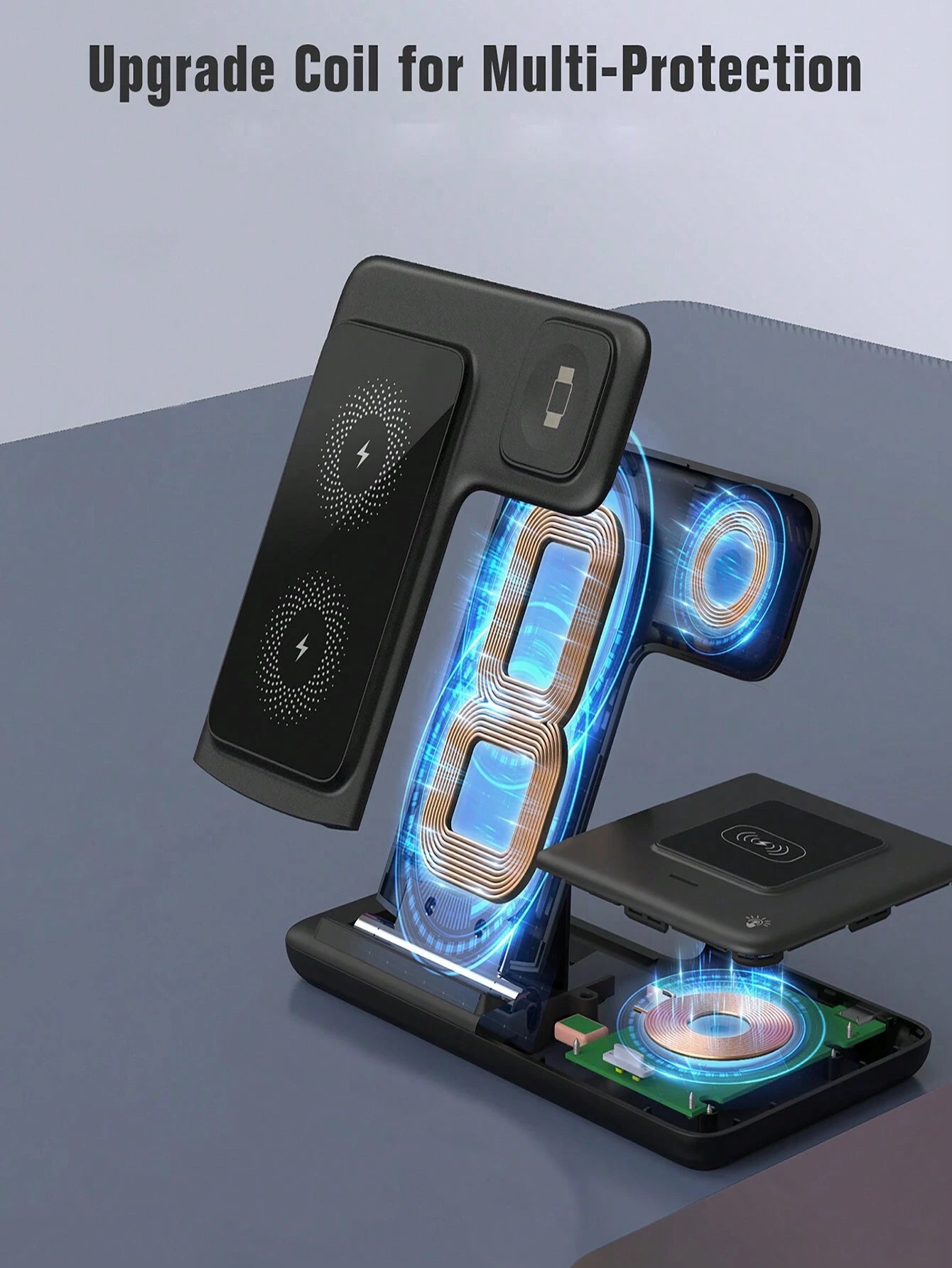 SUONEE 3-in-1 Wireless Charging Station for iPhone, Watch & AirPods