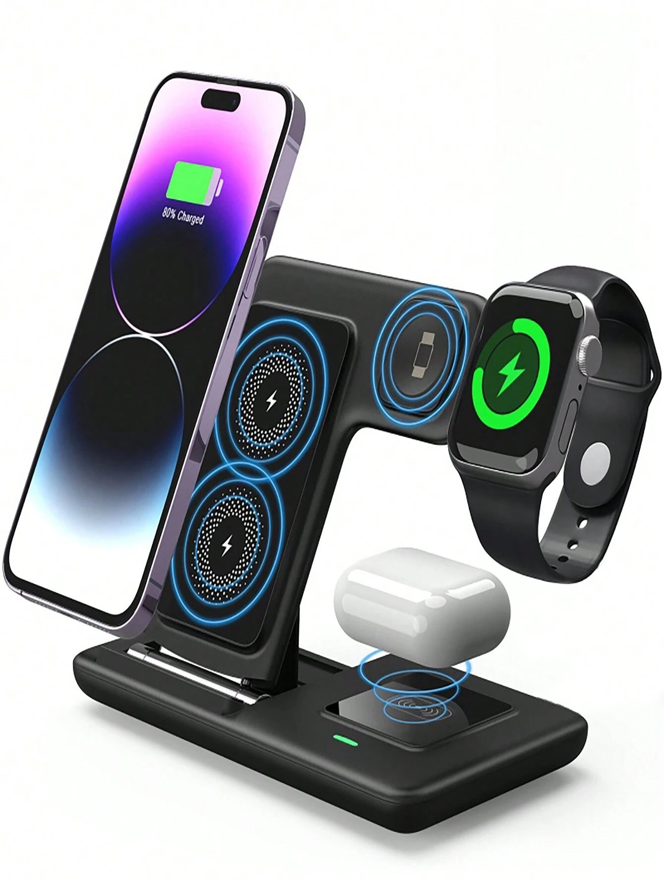 SUONEE 3-in-1 Wireless Charging Station for iPhone, Watch & AirPods