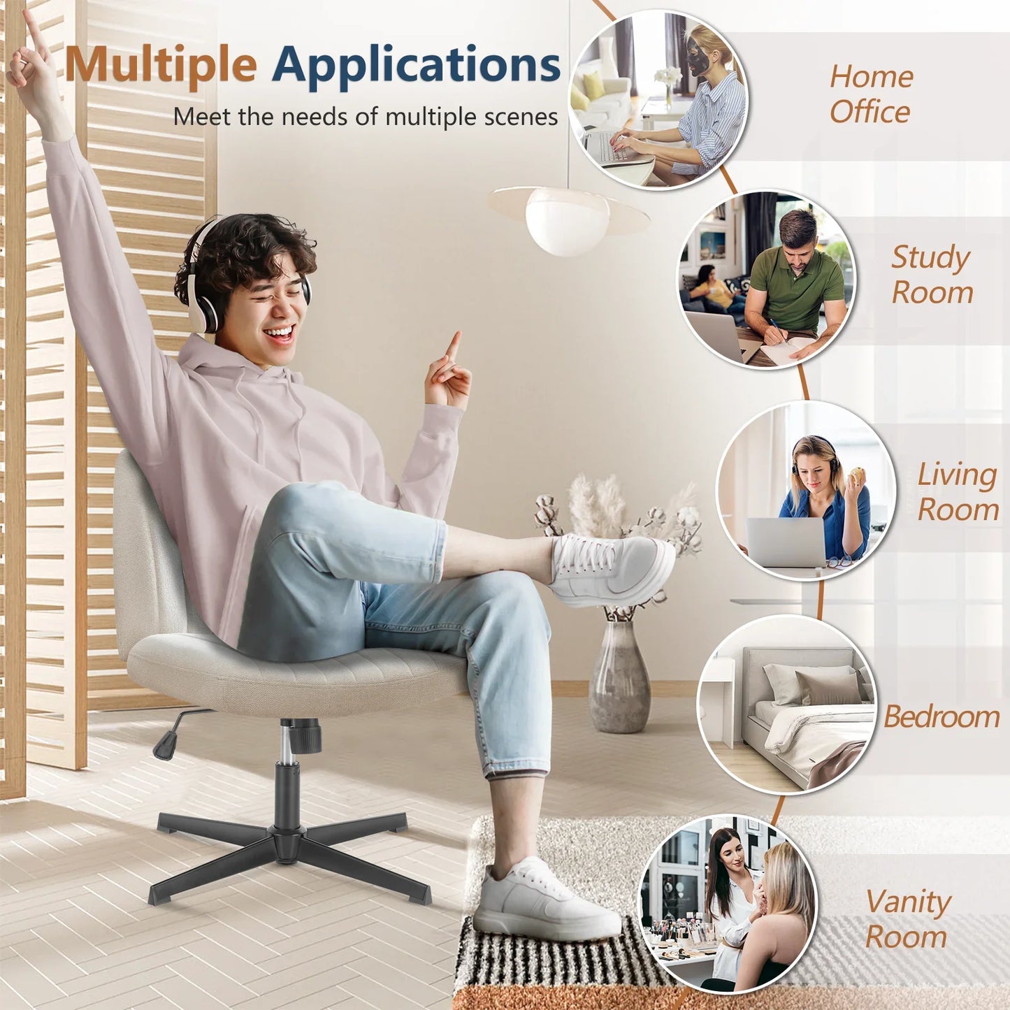 JHK Cross-Legged Rocking Office Chair