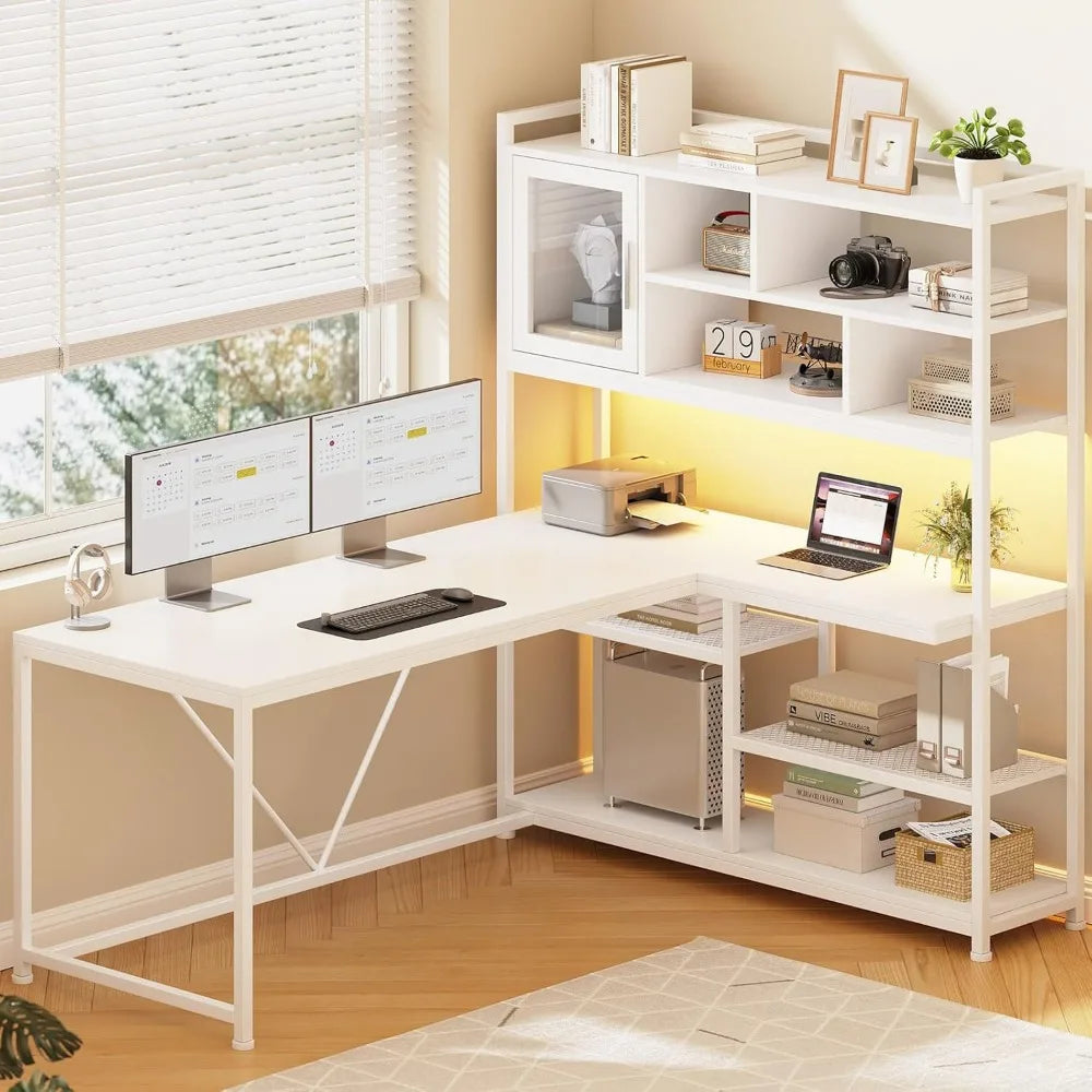 L Shaped Computer Desk with LED