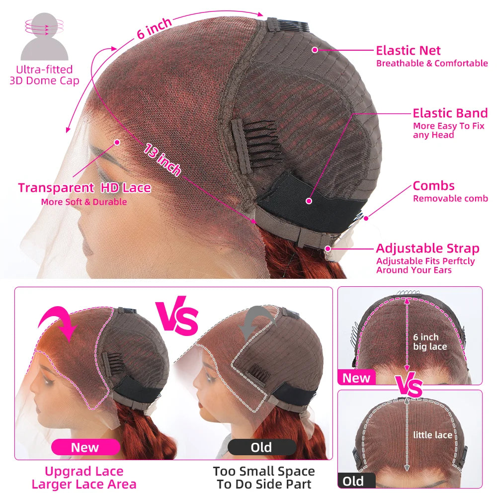 Reddish Brown Straight Lace Wig