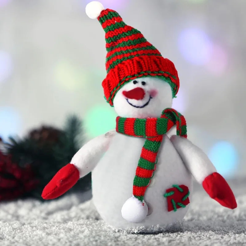 8pcs Mini Christmas Hat Scarf Set Christmas Tree Ornaments Santa Hat Scarf Cup Bottle Xmas Doll Crafts DIY Craft Art Decoration