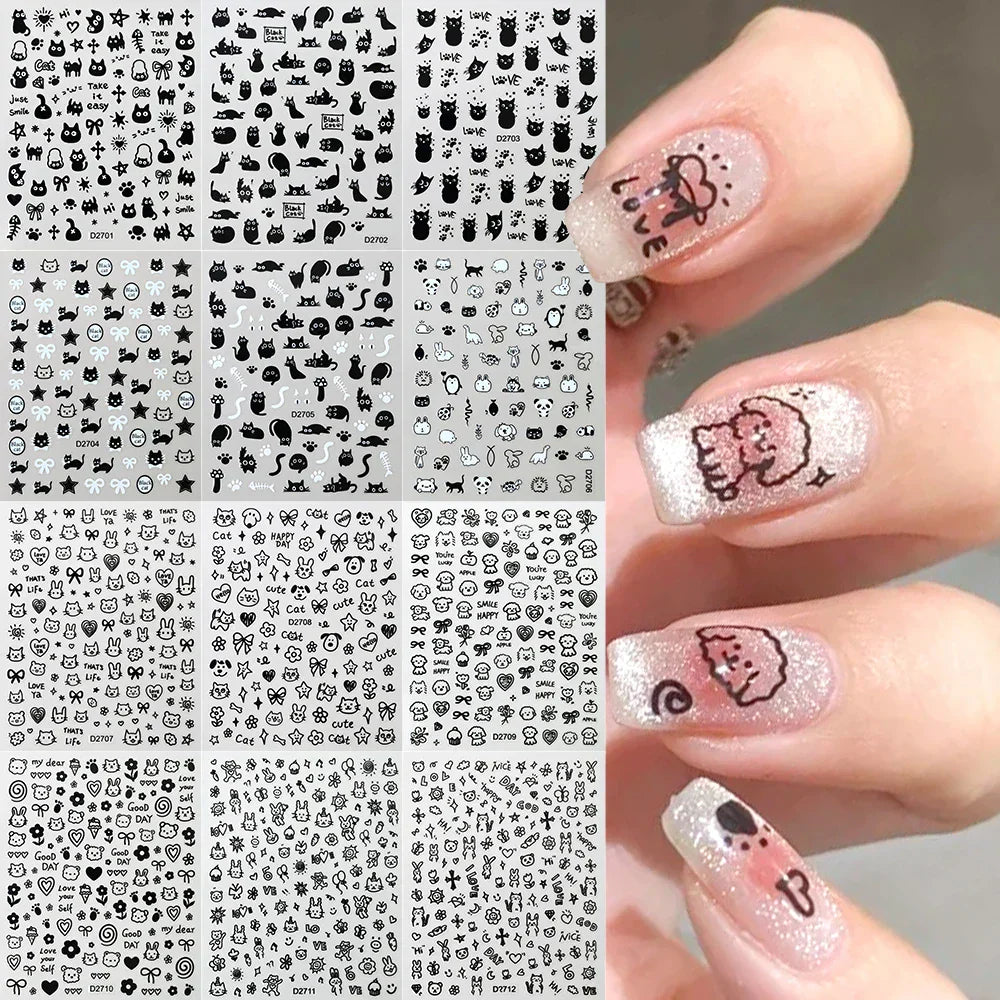 12Sheet Cartoon Stitch Nail Stickers