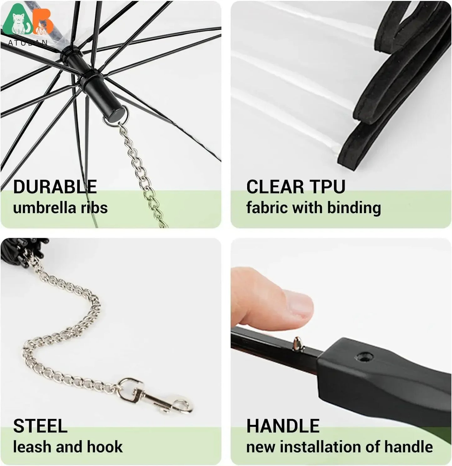 ATUBAN Clear Dog Umbrella