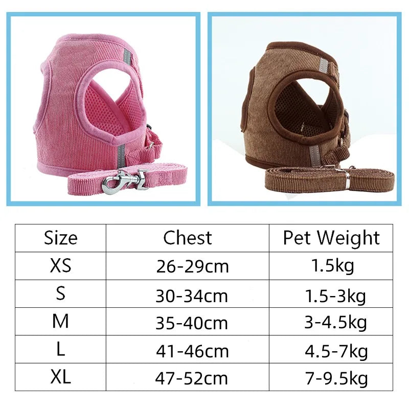 YUDODO Reflective Corduroy Dog Harness Set