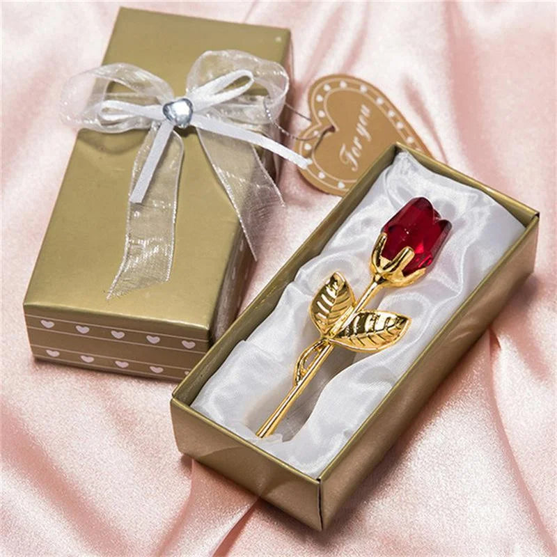 Crystal Glass Rose Figurine