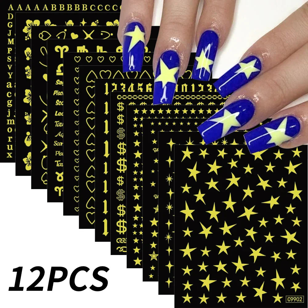 12Sheet Cartoon Stitch Nail Stickers