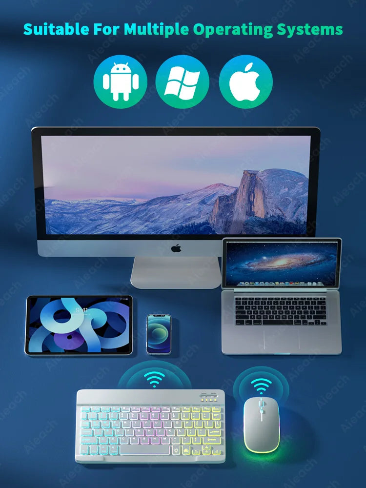AIEACH Bluetooth Rainbow Backlit Keyboard