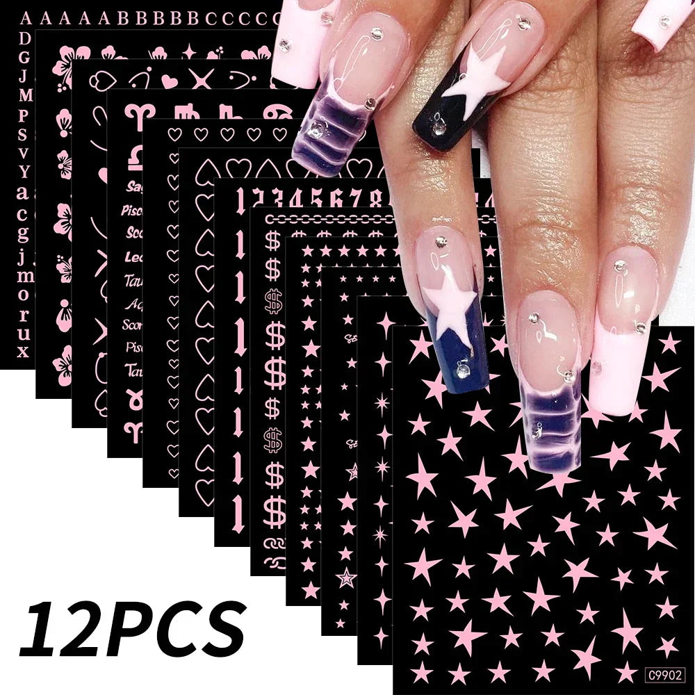 12Sheet Cartoon Stitch Nail Stickers