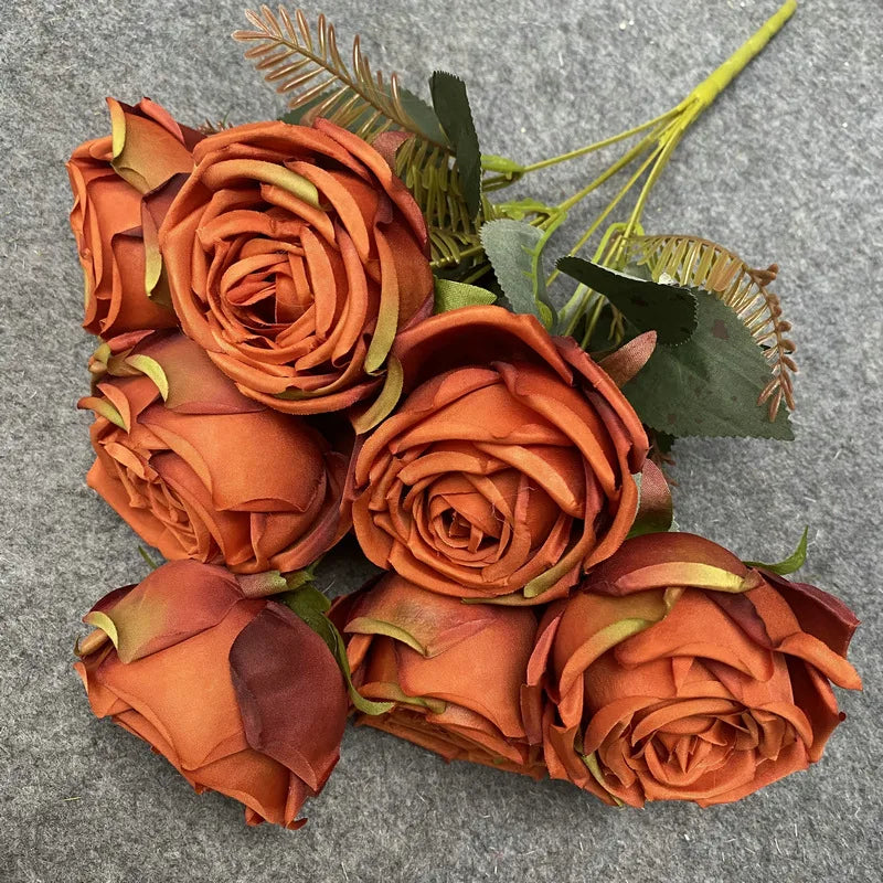 Green Aloes Silk Caramel Rose Bouquet