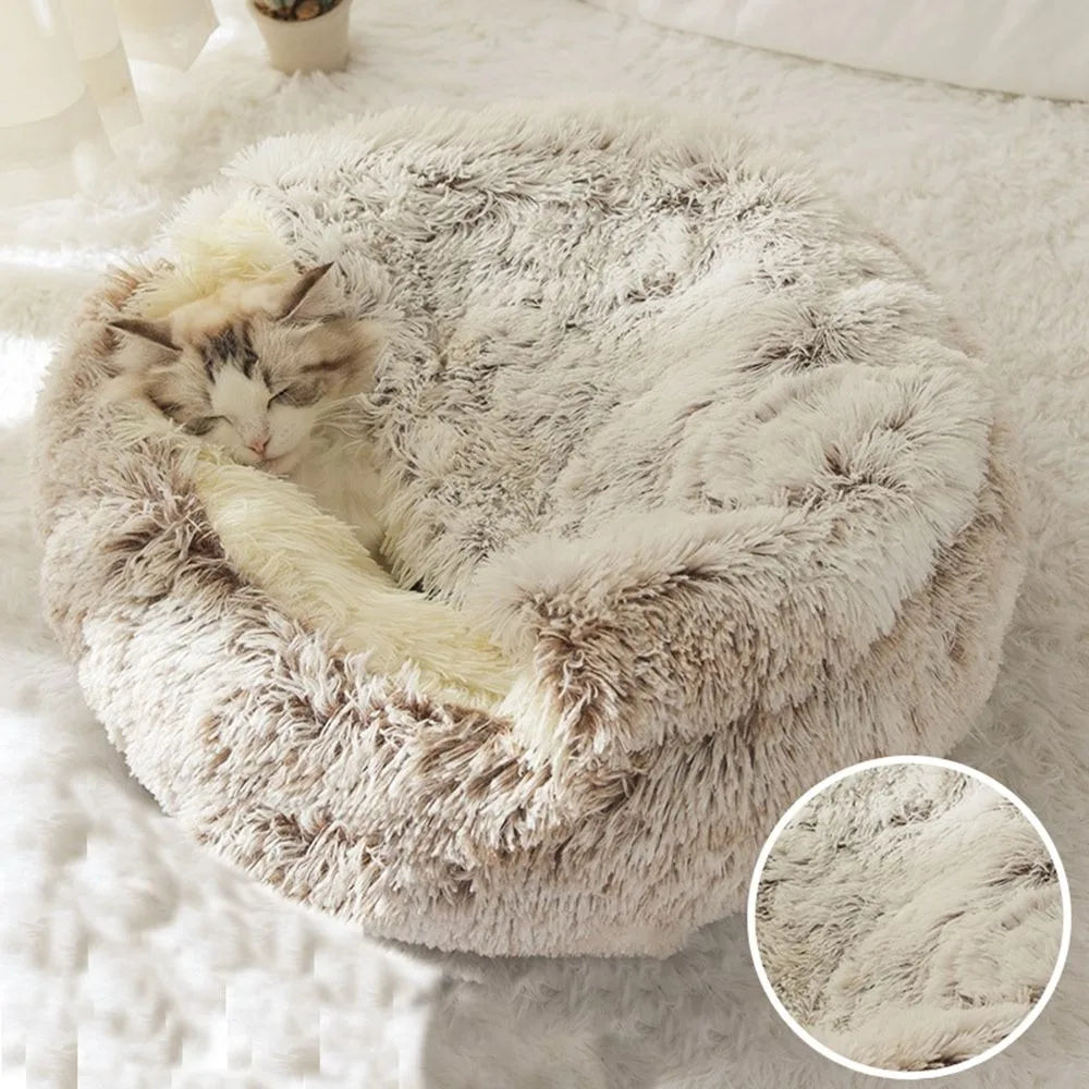 Warm Plush Enclosed Pet Bed