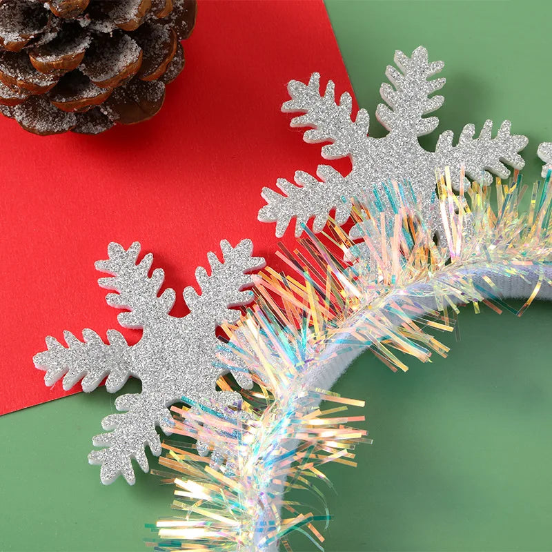 Christmas Headband with LED Lights Snowflake Xmas Tree Hair Band 2025 Christmas Decorations for Home Girls Women New Year Gifts