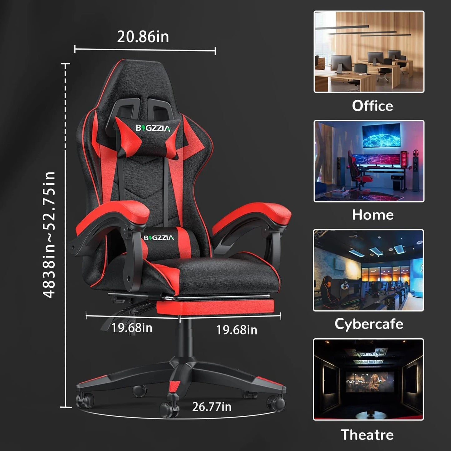 bigzzia Ergonomic Gaming Chair with Footrest