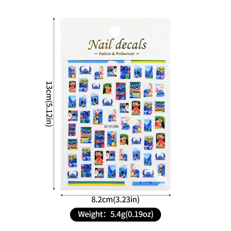 12Sheet Cartoon Stitch Nail Stickers