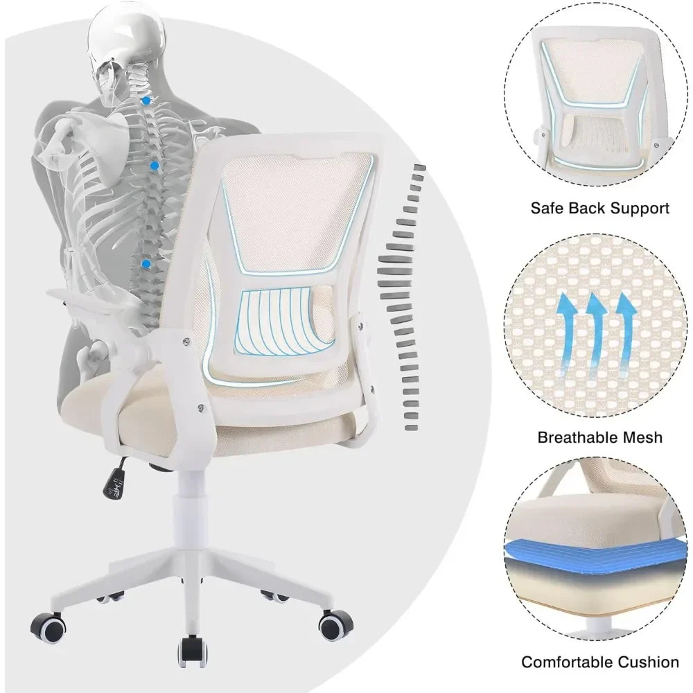 Beige Mid-Back Ergonomic Desk Chair