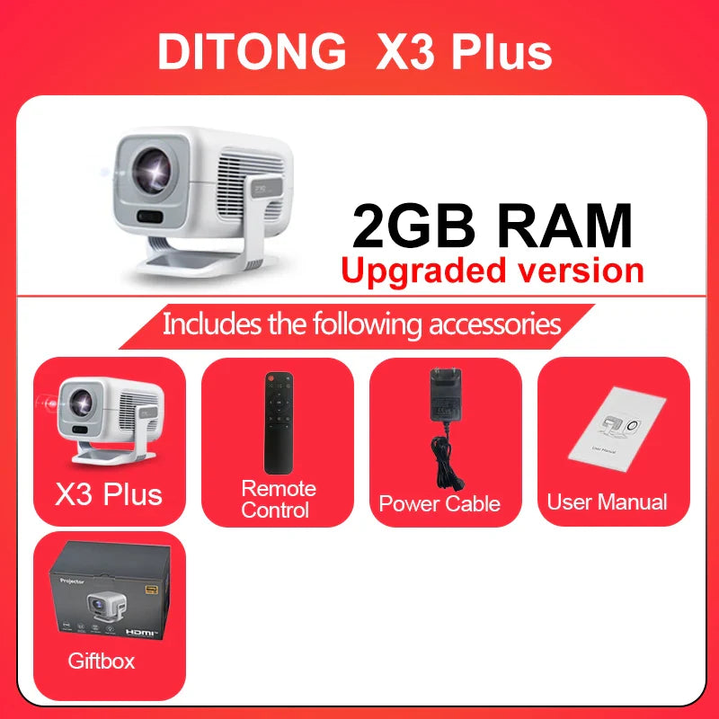 DITONG X3Plus HD Smart Projector