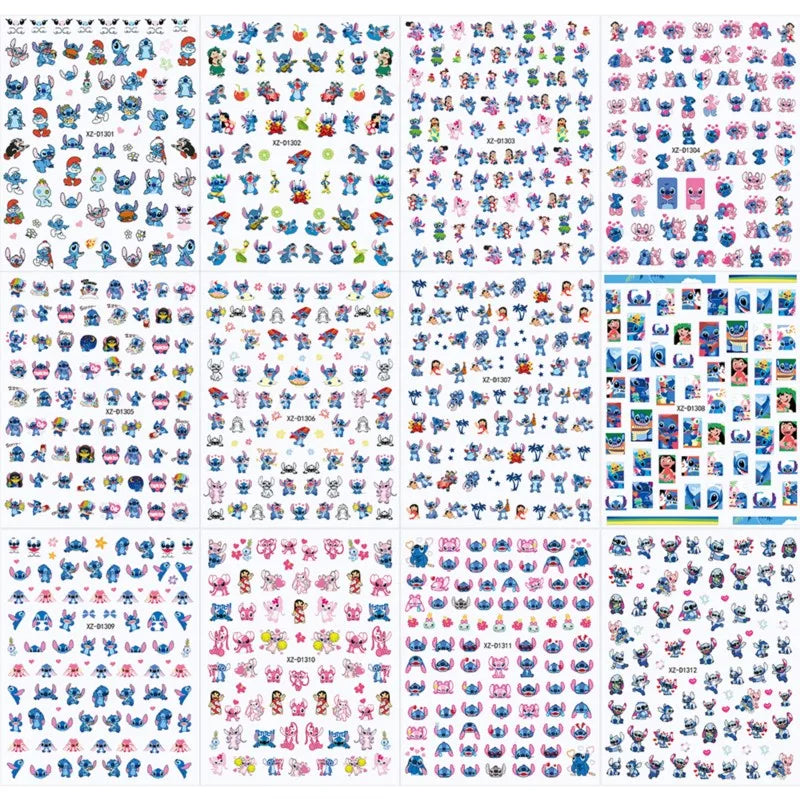 12Sheet Cartoon Stitch Nail Stickers