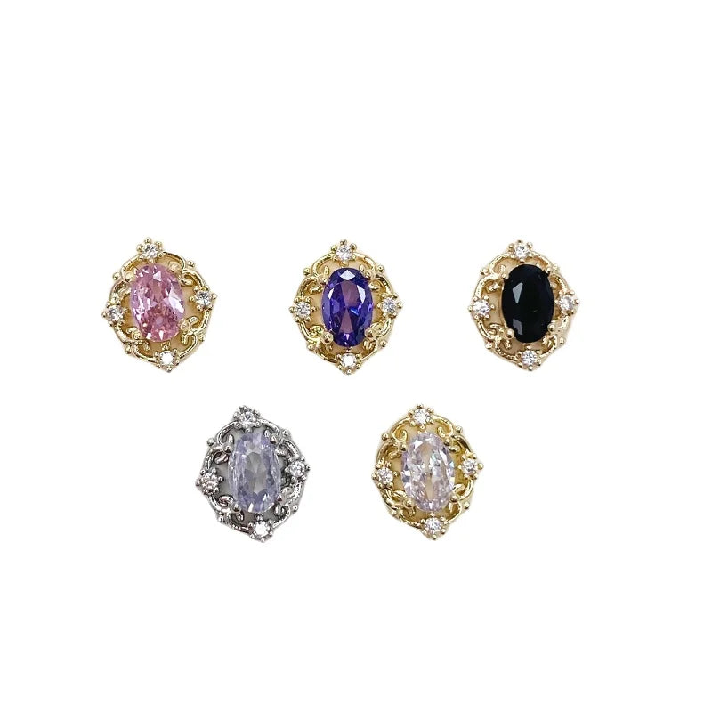 10Pcs Retro Zircon Nail Charms