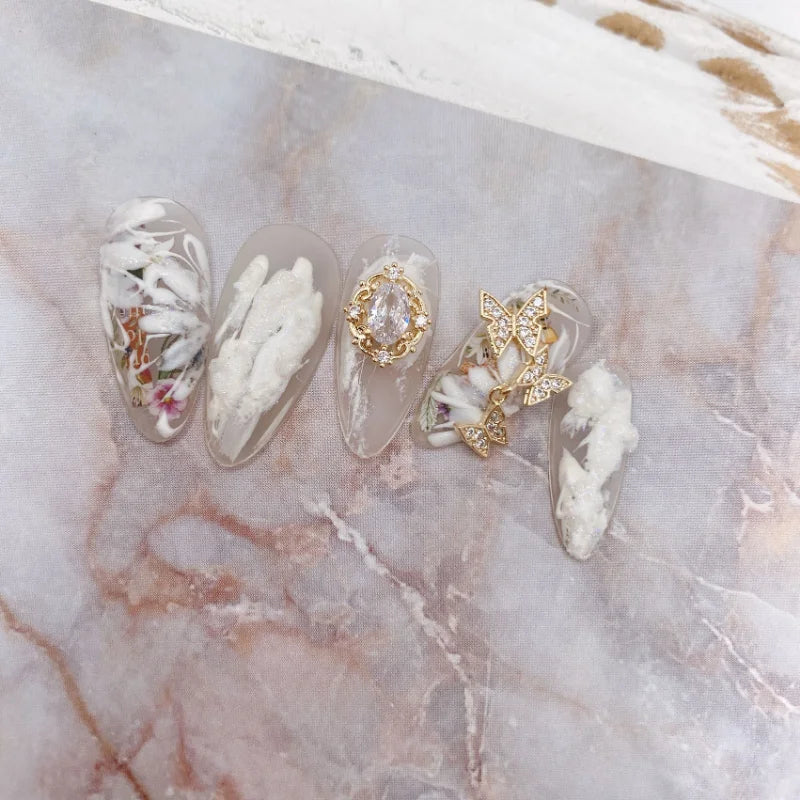 10Pcs Retro Zircon Nail Charms