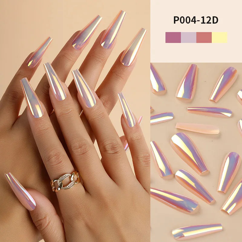 24PCS Mirror Effect Press-On Nails