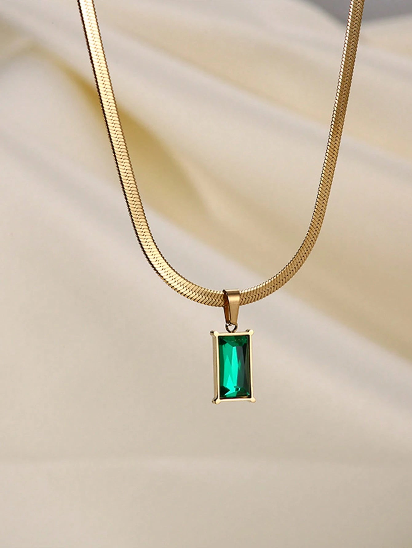 Square Green Crystal Jewelry Set