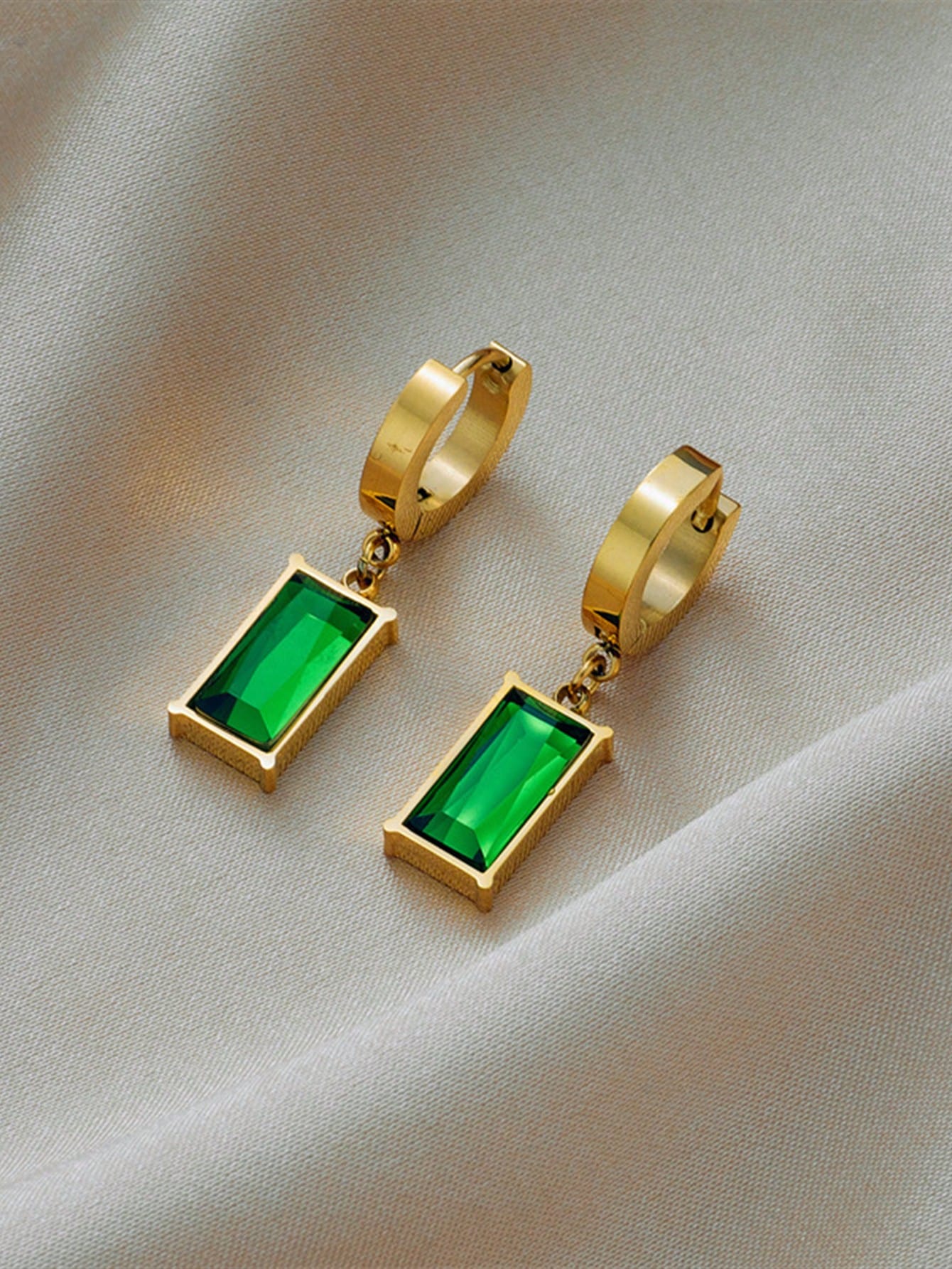 Square Green Crystal Jewelry Set