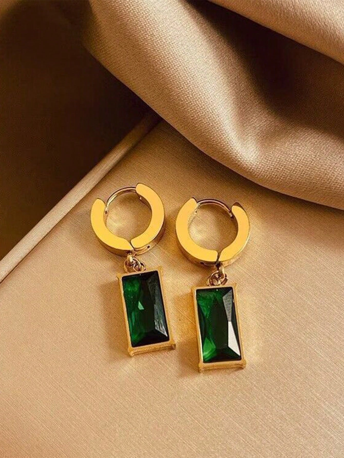 Square Green Crystal Jewelry Set