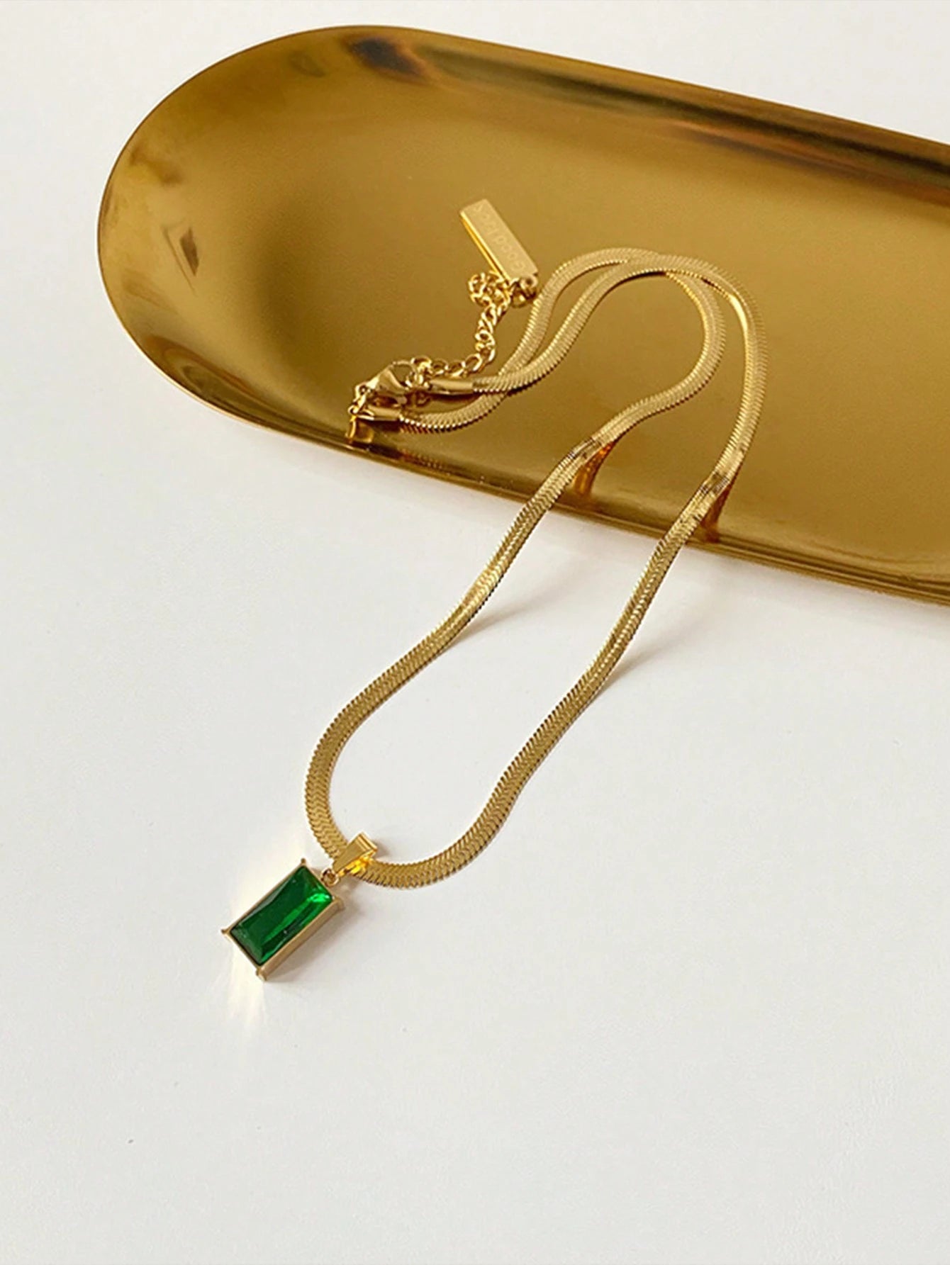 Square Green Crystal Jewelry Set