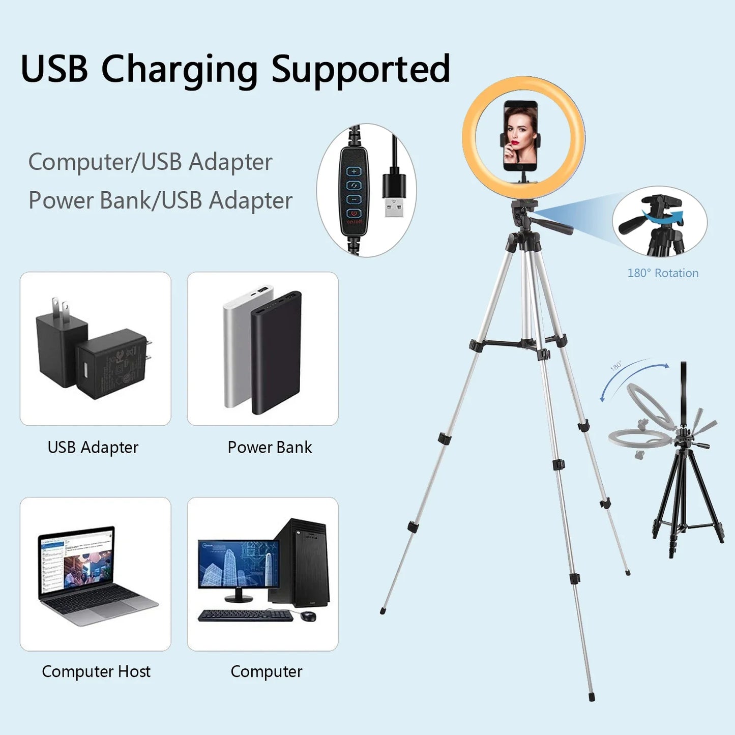 BTFOOR 26cm LED Selfie Ring Light