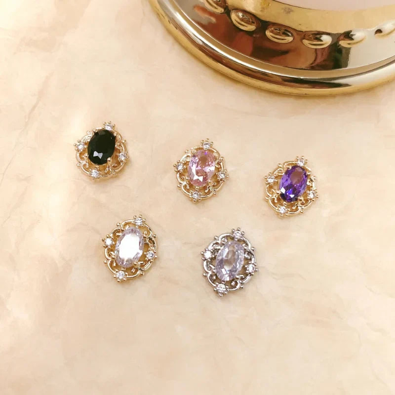 10Pcs Retro Zircon Nail Charms