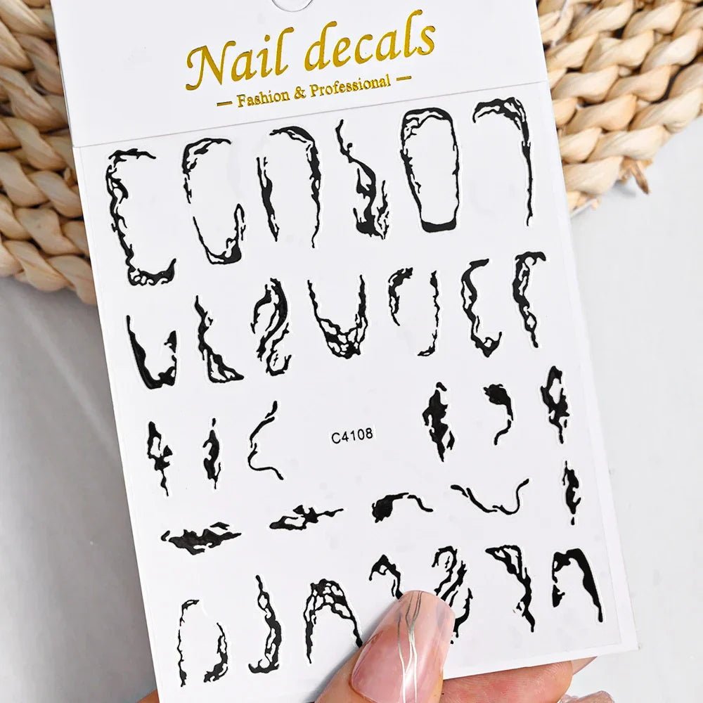 3D Metal Flame Nail Stickers