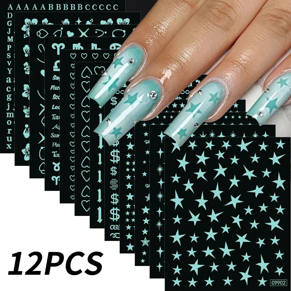 12Sheet Cartoon Stitch Nail Stickers