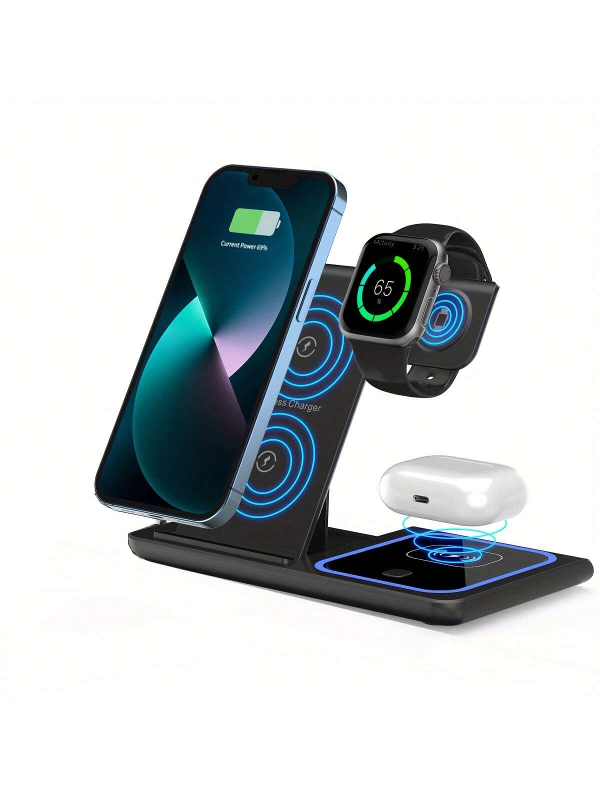 Wireless Charging Station 3-in-1 Stand for iPhone, Watch & AirPods