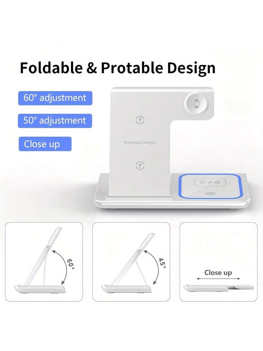 Wireless Charging Station 3-in-1 Stand for iPhone, Watch & AirPods