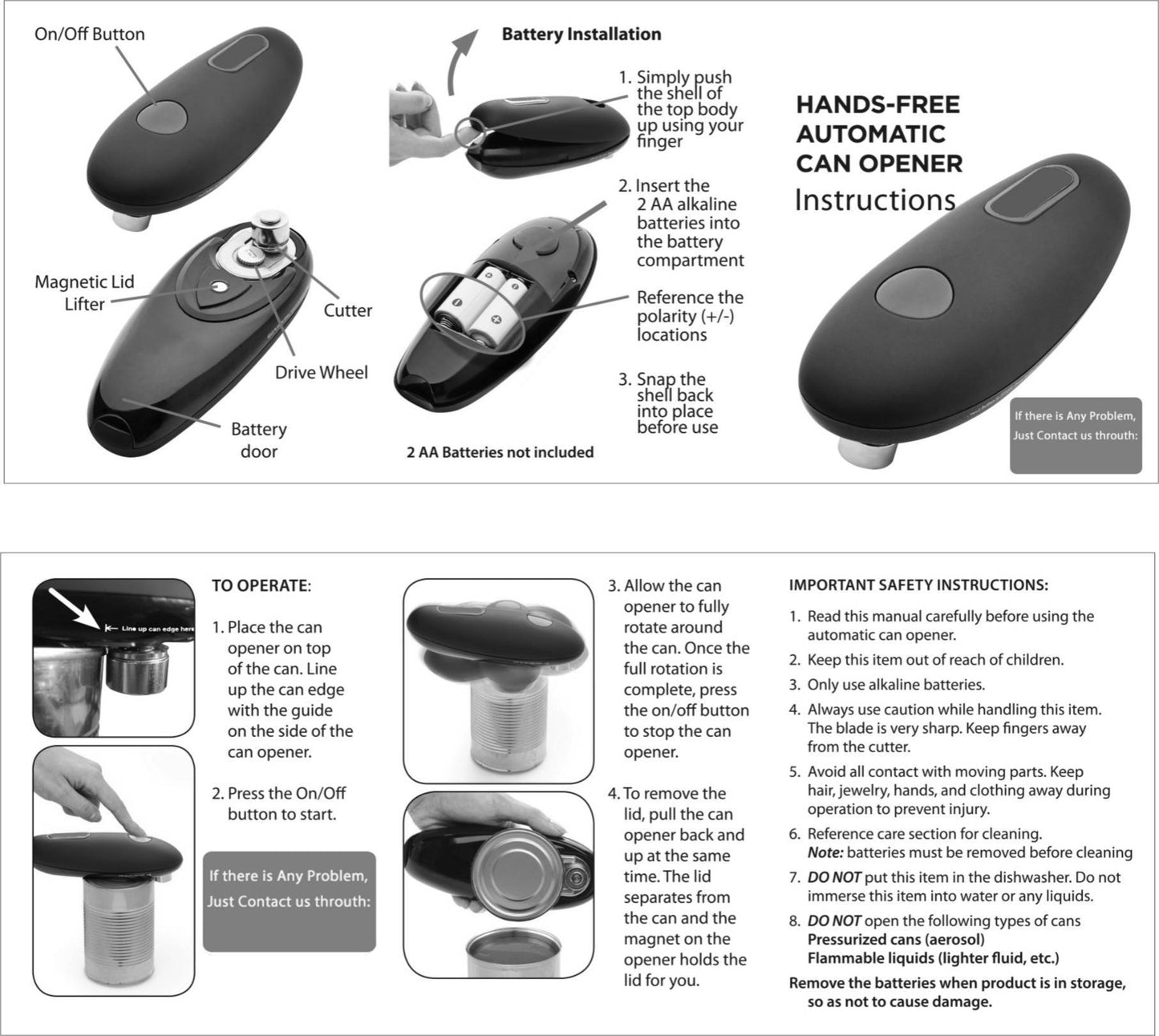 Electric can opener with one-touch operation, portable design, and hands-free functionality for easy jar, bottle, and can opening in the kitchen