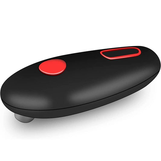 Electric can opener with one-touch operation, portable design, and hands-free functionality for easy jar, bottle, and can opening in the kitchen