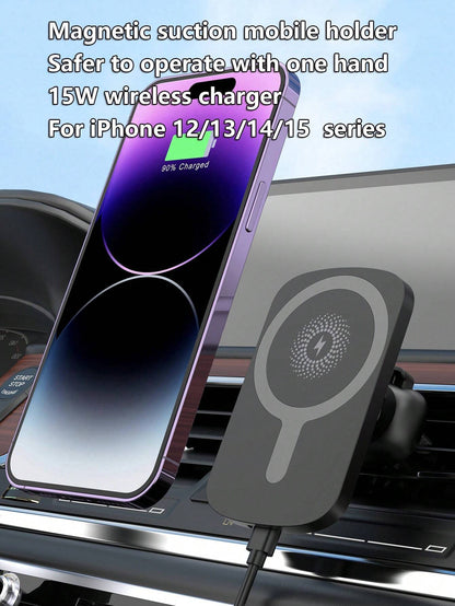 15W Car Wireless Charger – Fast Charging Mount for iPhone 12–16