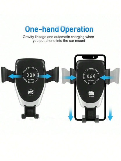 15W Gravity Sensor Wireless Car Charger, Qi-Compatible for iPhone & Android