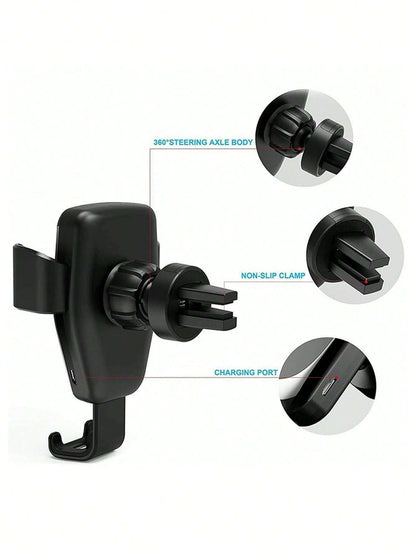 15W Gravity Sensor Wireless Car Charger, Qi-Compatible for iPhone & Android