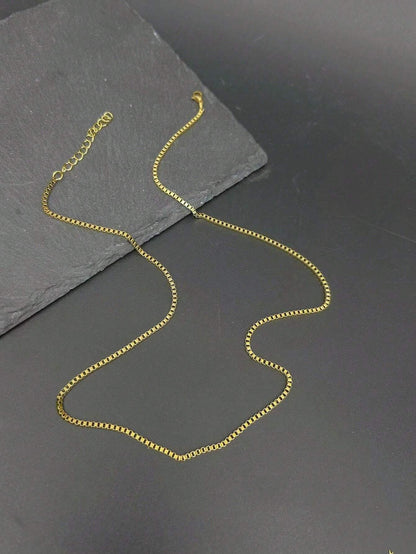 18K Gold Square Chain Necklace