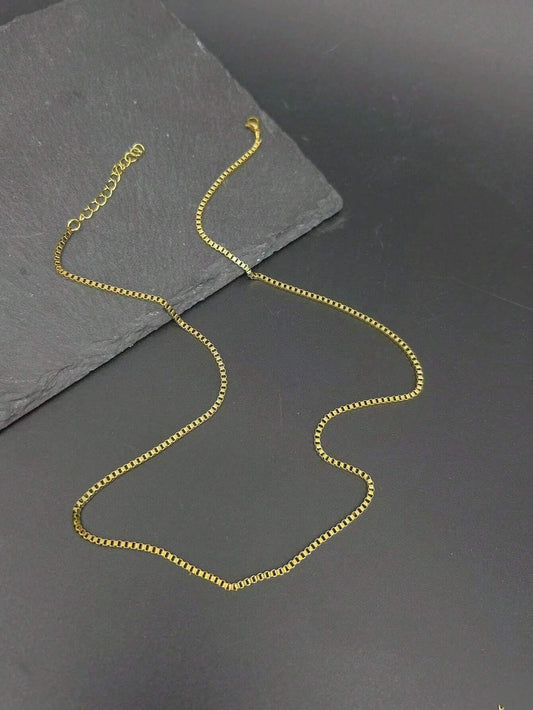 18K Gold Square Chain Necklace