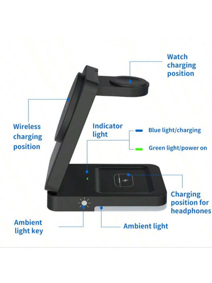 3-in-1 15W Fast Wireless Charging Station for iPhone, Watch & Earbuds